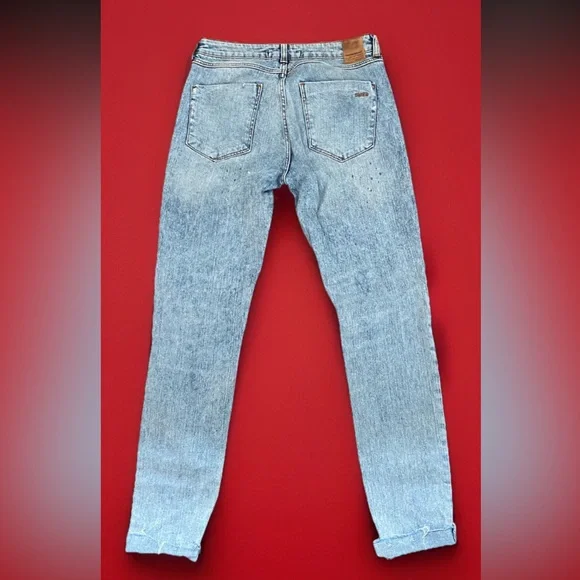 Zara Basic Jeans Women's Sz 4 Denim Z1975 Ankle Cuffed Mid Rise Straight Leg - Picture 3 of 16